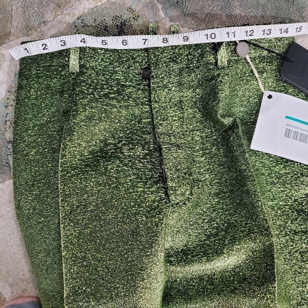 DSQUARED GREEN SILK METALLIC LONG PANTS - Picture 12 of 14
